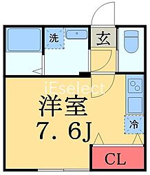 千葉市花見川区検見川町1丁目アパート ワンルームの間取図画像