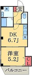 エクセレントコート幕張 1DKの間取図画像
