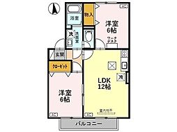 シャンドフルールA 2LDKの間取図画像