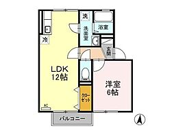 ロイヤルあけぼのA 1LDKの間取図画像