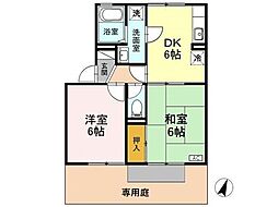 ヴィラ・ベルデベルA 2DKの間取図画像