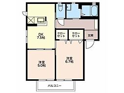 ラフィードC 2DKの間取図画像