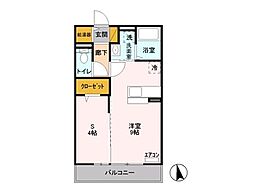 グランディール石橋 1LDKの間取図画像