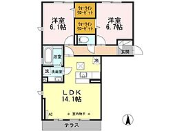 グロリアス 2LDKの間取図画像