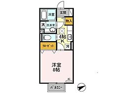 セジュールモナリエA 1Kの間取図画像