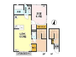 ベルリードアルカディアB 1LDKの間取図画像