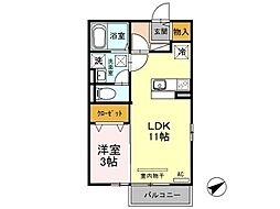 タウンコートくろい駅東3 1LDKの間取図画像