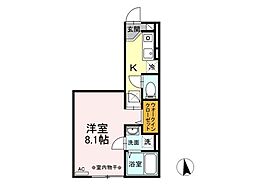 リナーシェB 1Kの間取図画像