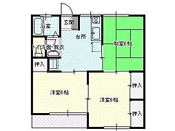 高志ハイツ 3DKの間取図画像