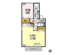 リバービューB 1LDKの間取図画像