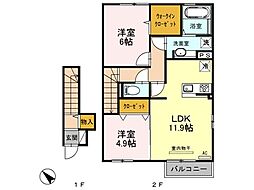 セジュールハナミズキ 2LDKの間取図画像