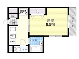 グランメール東淀川 1階1Kの間取り