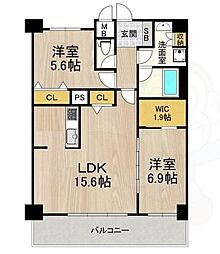 グランルクレ新大阪 2LDKの間取図画像