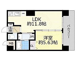 ノルデンタワー新大阪プレミアム 1LDKの間取図画像