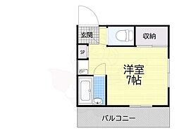 グレンヒルズ旭千林 ワンルームの間取図画像