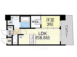 セレニテ西中島アリア壱番館 1LDKの間取図画像