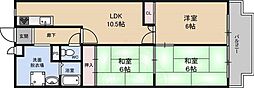 コスモハイツ新大阪 3LDKの間取図画像