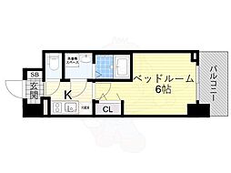 エスリードレジデンス大阪グランノース1 1Kの間取図画像