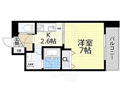 アーバンフラッツ西中島 1Kの間取図画像