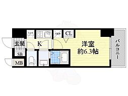 エステムコート新大阪12オルティ 1Kの間取図画像