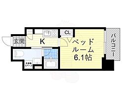ライブカーサ上新庄 1Kの間取図画像
