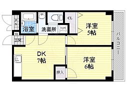 第10高光マンション 2DKの間取図画像