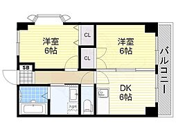 第12高光マンション 2DKの間取図画像