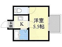 ジオナ新大阪 1Kの間取図画像