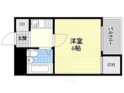 スリーデイズ新大阪 1Kの間取図画像