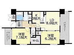 プロミネント・コート 2LDKの間取図画像