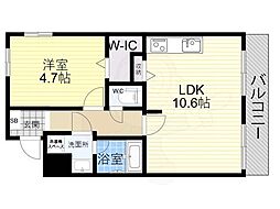 新大阪ファミール 1LDKの間取図画像