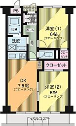 ディーセントハウスさがみはらC 2DKの間取図画像