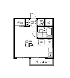東都ハイツ 3階ワンルームの間取り