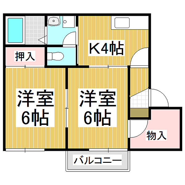 フレグランス長姫　Ｃ ｜長野県飯田市鼎名古熊(賃貸アパート2K・1階・40.83㎡)の写真 その2