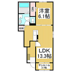 SPRING HILL駒ヶ根B 1LDKの間取図画像