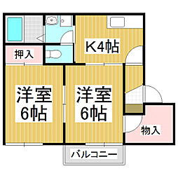 フレグランス長姫C 2Kの間取図画像