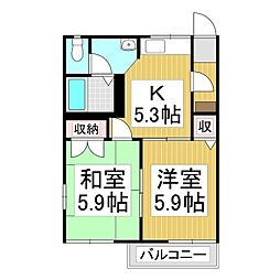 フレグランスわかばC 2Kの間取図画像