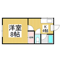 コーポ小原 1Kの間取図画像