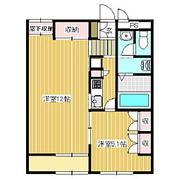 レオパレスりんごの花 1LDKの間取図画像