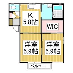 シャーメゾン羽場B 2DKの間取図画像