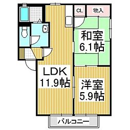 フォレスサンロードB棟 2LDKの間取図画像
