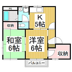 ディアス中田B 2DKの間取図画像