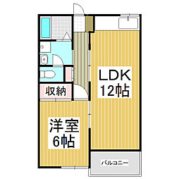 ハイツ中乃島 1LDKの間取図画像