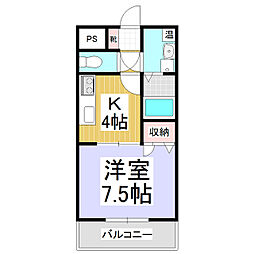 ハミング・ビレッジ 1Kの間取図画像