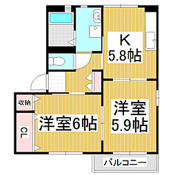 ベルコリーヌ783B 2Kの間取図画像