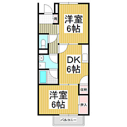 アクアマリンコシバ 2DKの間取図画像