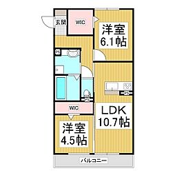 えんてらす育良(仮) 2LDKの間取図画像
