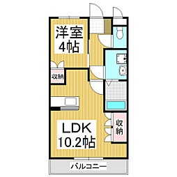 オーチャードハイツ 1LDKの間取図画像