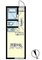 ユナイト森ダルジェント 2階ワンルームの間取り