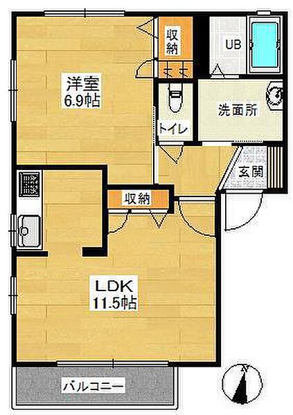 オークヴィラＢ 101｜埼玉県狭山市入間川(賃貸アパート1LDK・1階・42.72㎡)の写真 その2